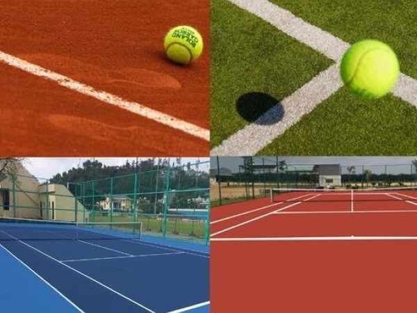Các loại sân tennis phổ biến gồm sân cứng, sân đất nện, sân cỏ và sân trong nhà. 